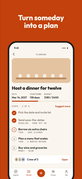 Turn someday into a plan: the plan for hosting a dinner for twelve